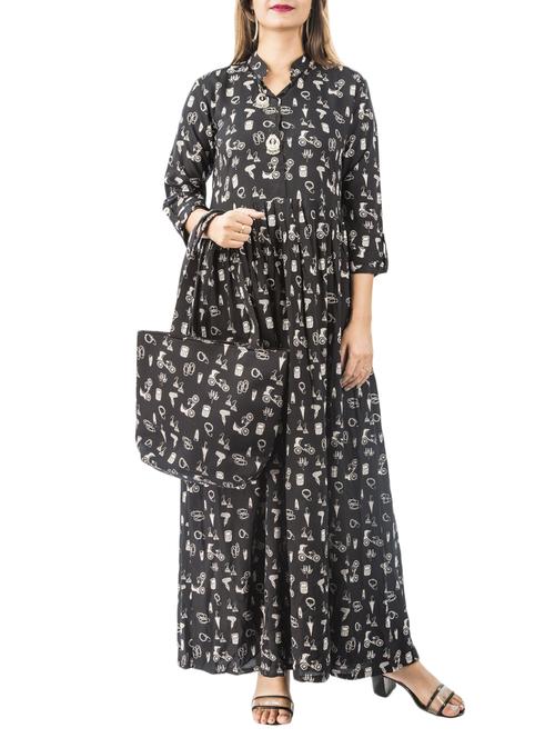 embellish flared printed kurta - 15517017 - Standard Image - 1