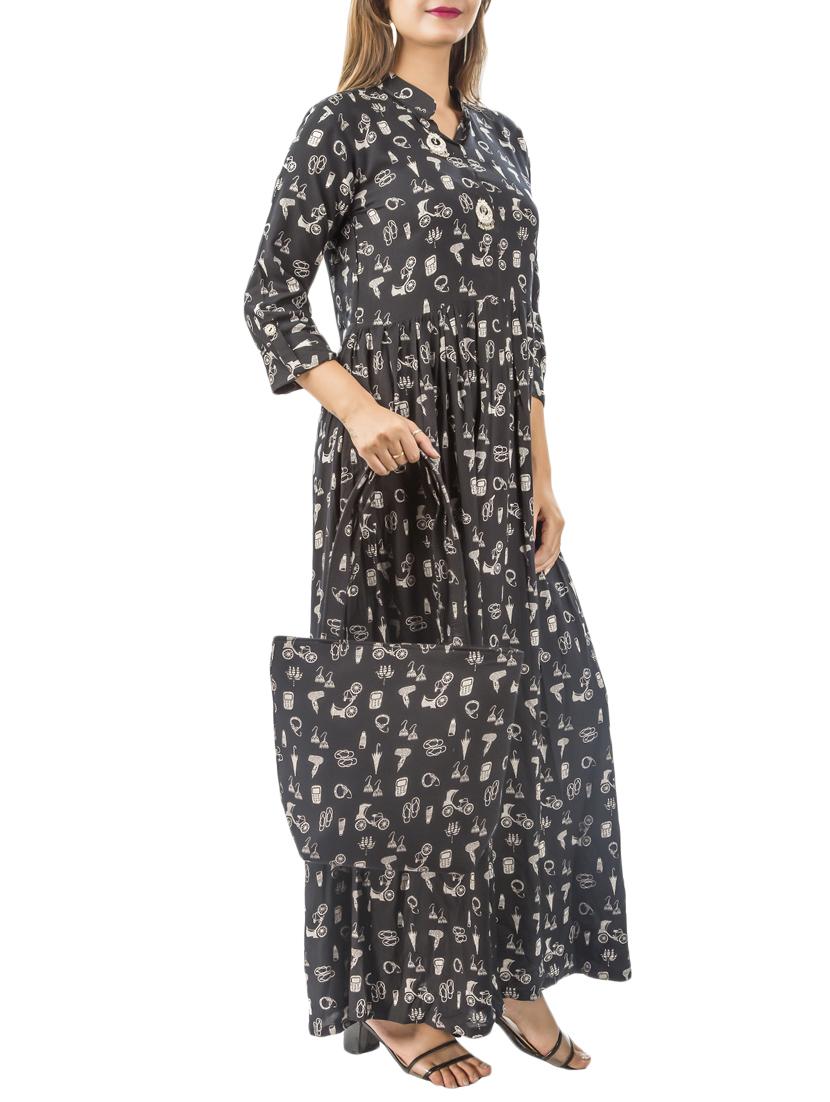 embellish flared printed kurta - 15517017 - Zoom Image - 2