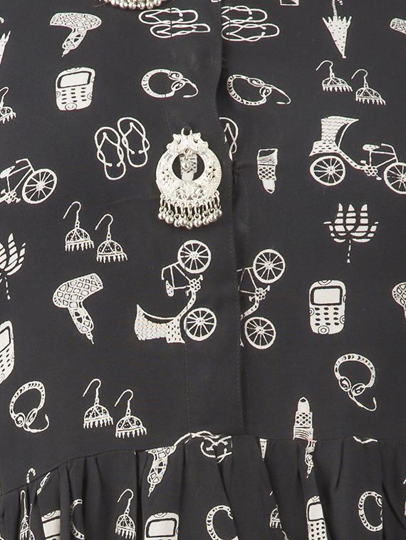 embellish flared printed kurta - 15517017 - Zoom Image - 4