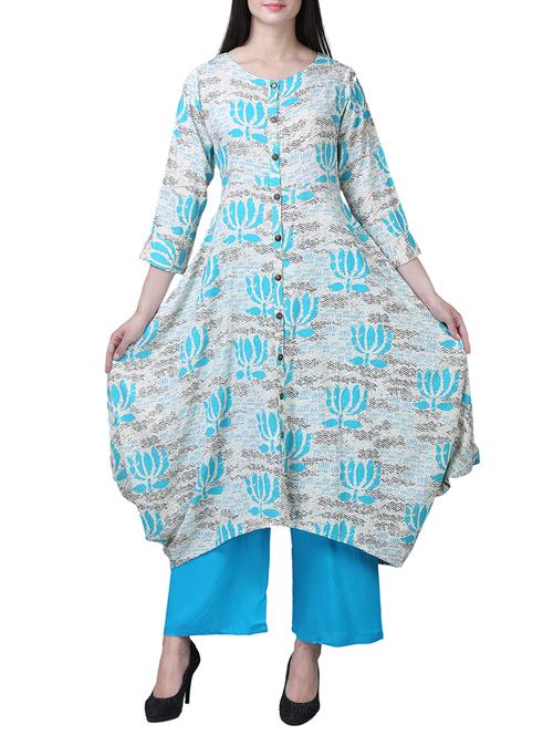 cowl printed button placket kurta - 15517058 - Standard Image - 1