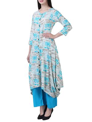 cowl printed button placket kurta - 15517058 - Standard Image - 2