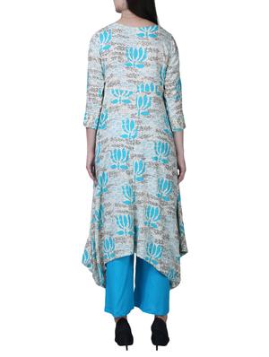 cowl printed button placket kurta - 15517058 - Standard Image - 3