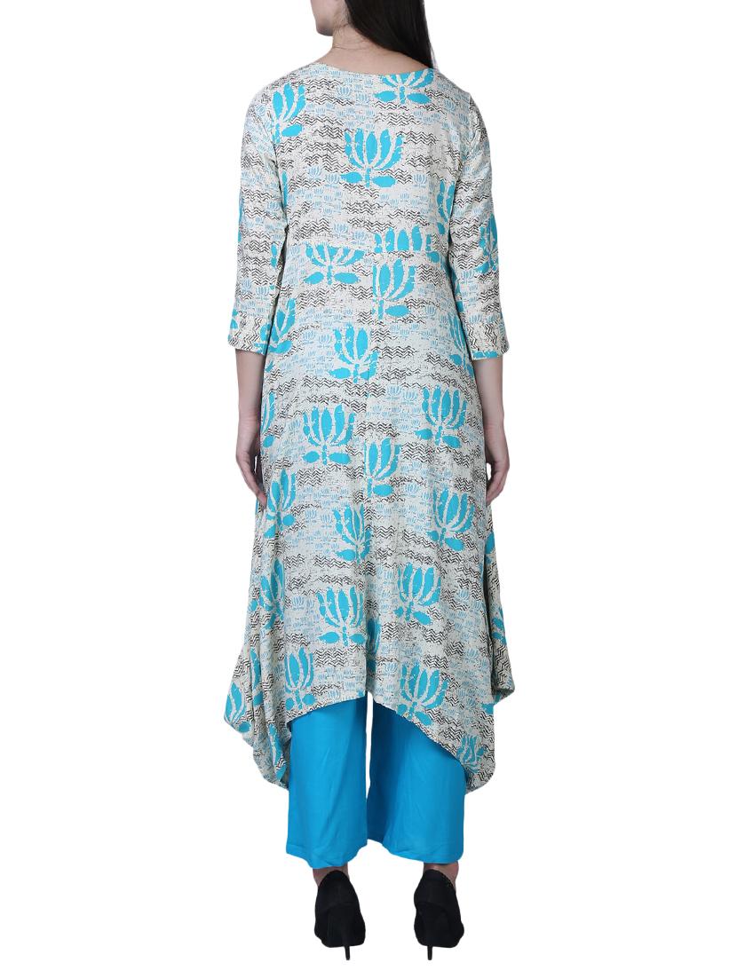 cowl printed button placket kurta - 15517058 - Zoom Image - 3