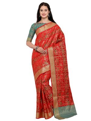 conversational zari motif banarasi saree with blouse - 15517206 - Standard Image - 1
