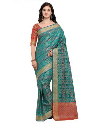 conversational zari motif banarasi saree with blouse - 15517208 - Standard Image - 1