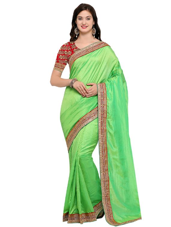 embroidered lace border saree with blouse - 15517215 - Zoom Image - 1