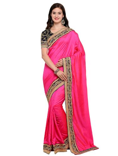 embroidered lace border saree with blouse - 15517216 - Very Small Image - 1