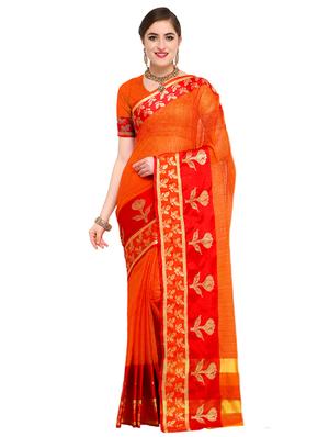 floral zari border woven saree with blouse - 15517217 - Standard Image - 1