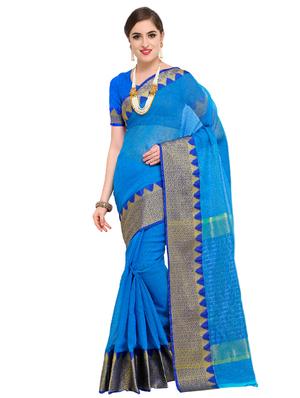 geometrical zari border woven saree with blouse - 15517218 - Standard Image - 1