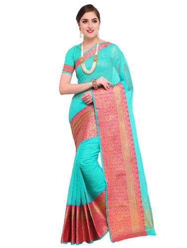 conversational zari border woven saree with blouse - 15517220 - Very Small Image - 1