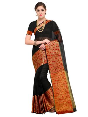 conversational zari border woven saree with blouse - 15517221 - Standard Image - 1