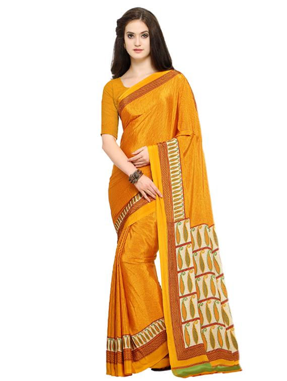 paisley printed border saree with blouse - 15517232 - Zoom Image - 1