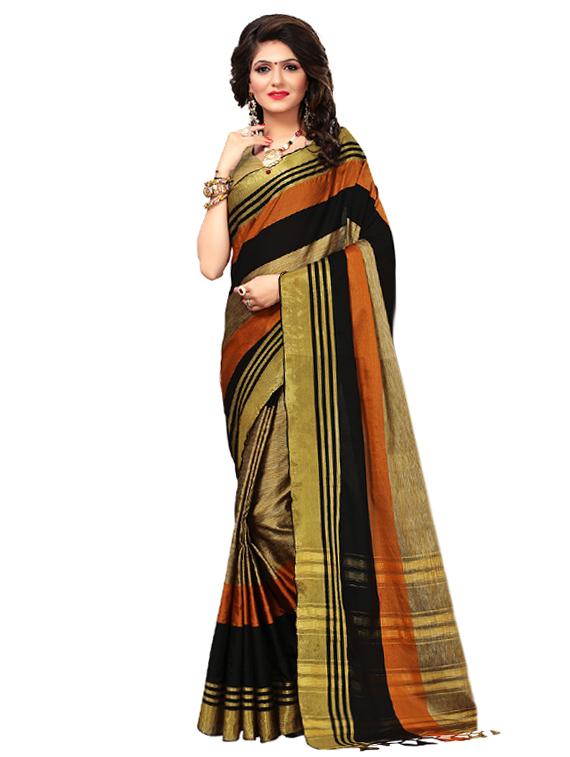 zari striped maheshwari saree with blouse - 15517238 - Zoom Image - 1