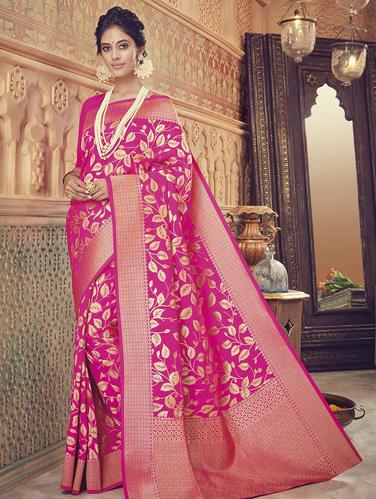 conversational zari motif banarasi saree with blouse - 15517248 - Very Small Image - 1