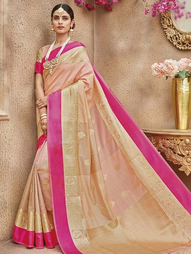paisley zari motif banarasi saree with blouse - 15517256 - Very Small Image - 1