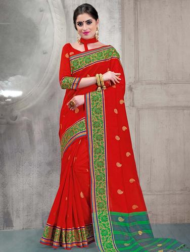 paisley zari motif banarasi saree with blouse - 15517260 - Very Small Image - 1