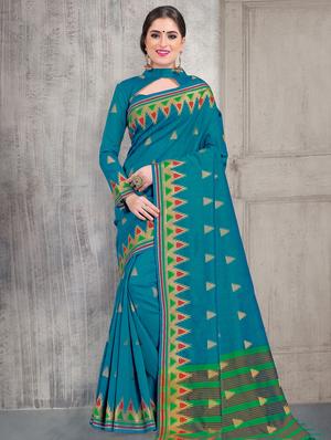 geometrical zari motif banarasi saree with blouse - 15517267 - Standard Image - 1