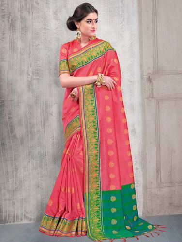 paisley zari motif banarasi saree with blouse - 15517269 - Very Small Image - 1