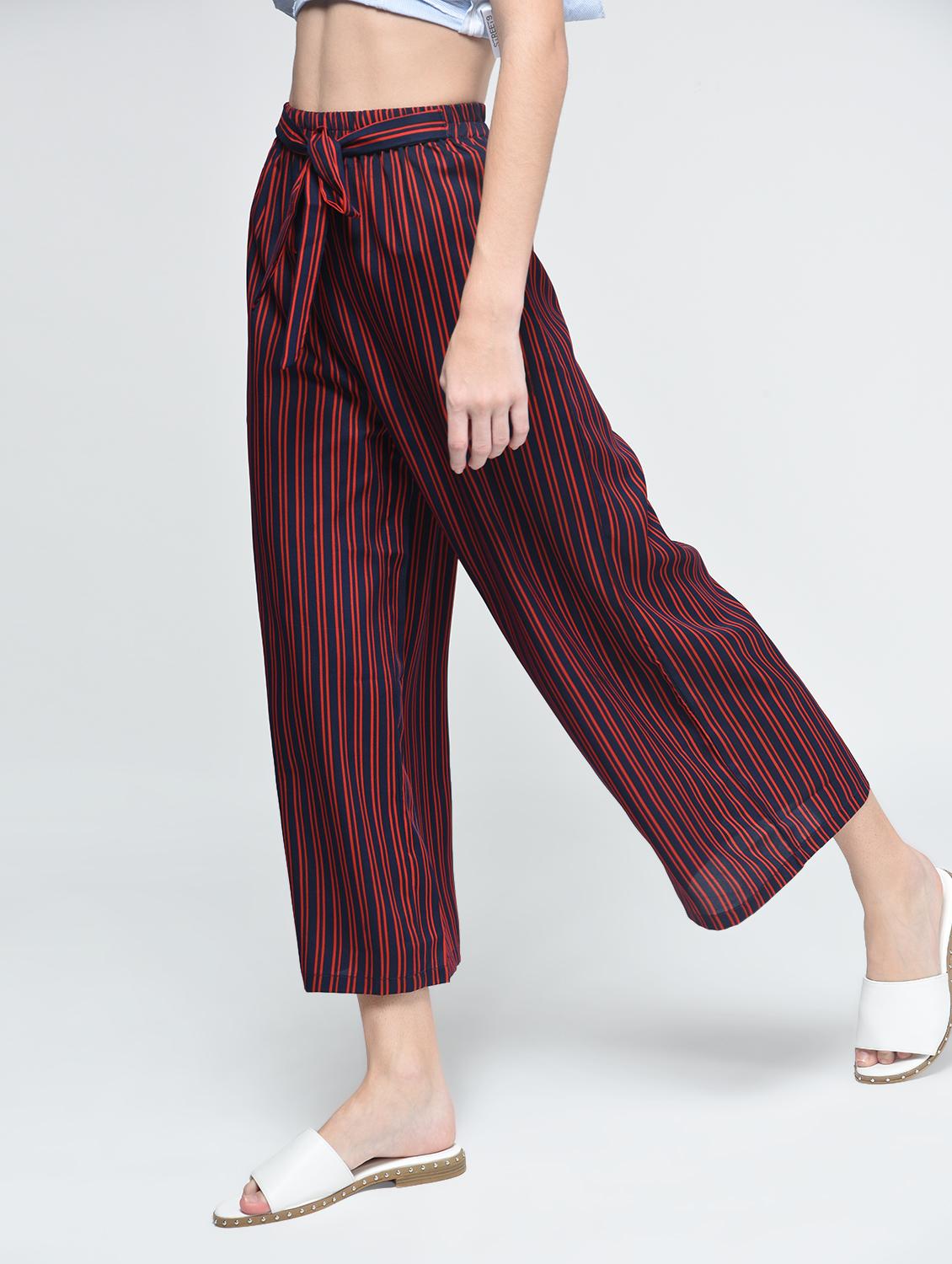 Stripes front tie knot straight palazzo - 15517322 - Zoom Image - 1