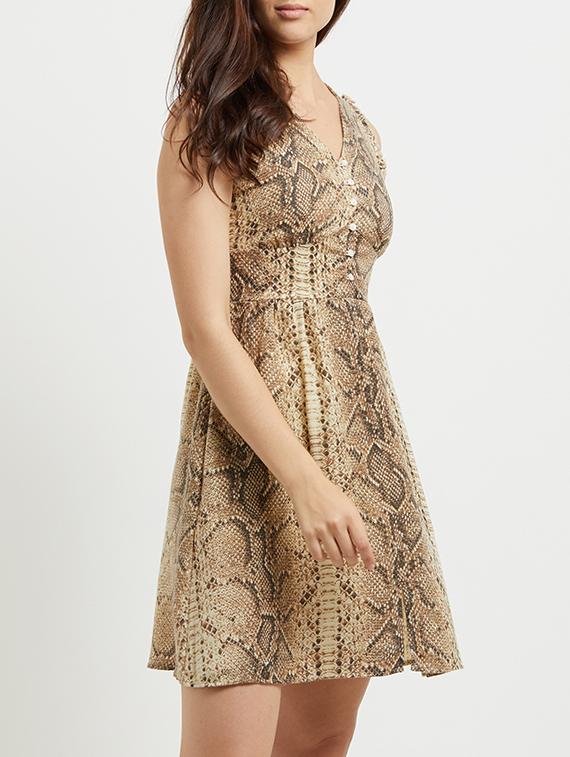 v-neck button detailed printed dress - 15517405 - Zoom Image - 1