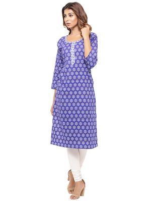 Placket patch printed straight kurta - 15517415 - Standard Image - 1