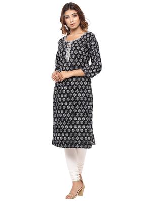 Placket patch printed straight kurta - 15517416 - Standard Image - 1