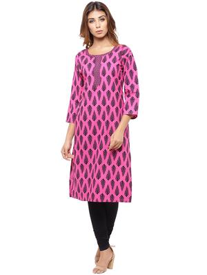 Placket patch printed straight kurta - 15517419 - Standard Image - 1