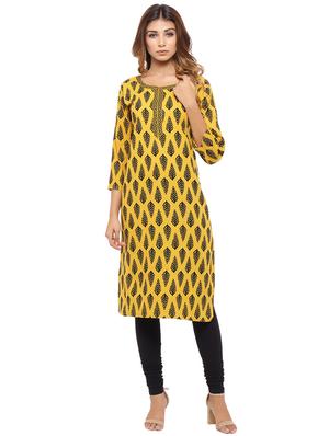 Placket patch printed straight kurta - 15517422 - Standard Image - 1