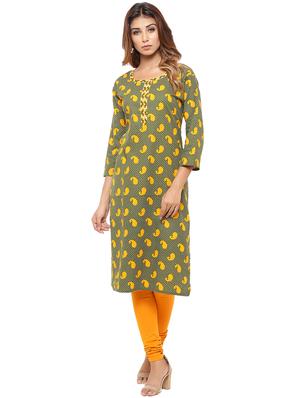 Placket patch printed straight kurta - 15517423 - Standard Image - 1