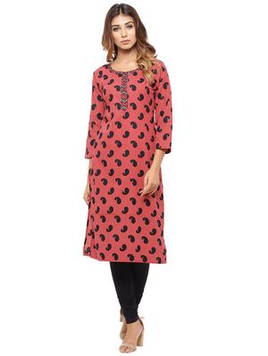 Placket patch printed straight kurta - 15517424 - Standard Image - 1