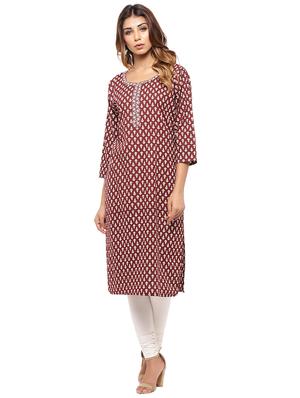 Placket patch printed straight kurta - 15517432 - Standard Image - 1
