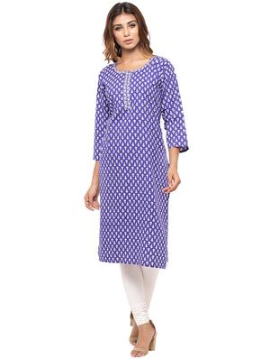 Placket patch printed straight kurta - 15517434 - Standard Image - 1