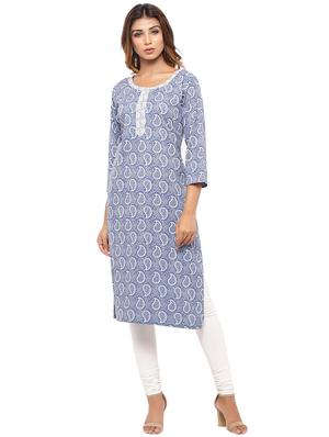 Placket patch printed straight kurta - 15517435 - Standard Image - 1