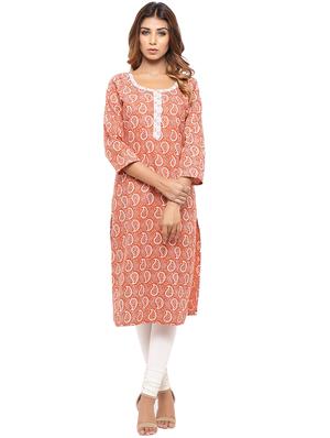 Placket patch printed straight kurta - 15517436 - Standard Image - 1