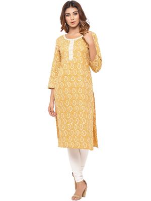 Placket patch printed straight kurta - 15517439 - Standard Image - 1