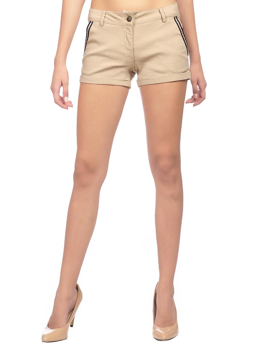 mid waist solid shorts - 15517443 - Zoom Image - 1
