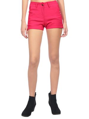 mid waist solid shorts - 15517444 - Standard Image - 1