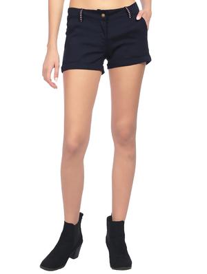 mid waist solid shorts - 15517445 - Standard Image - 1