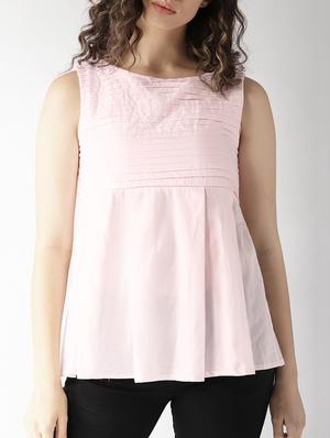 pastel back button pleated peplum top - 15517669 - Standard Image - 1