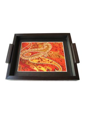 handmade sparkling stone work wooden tray - 15517907 - Standard Image - 2