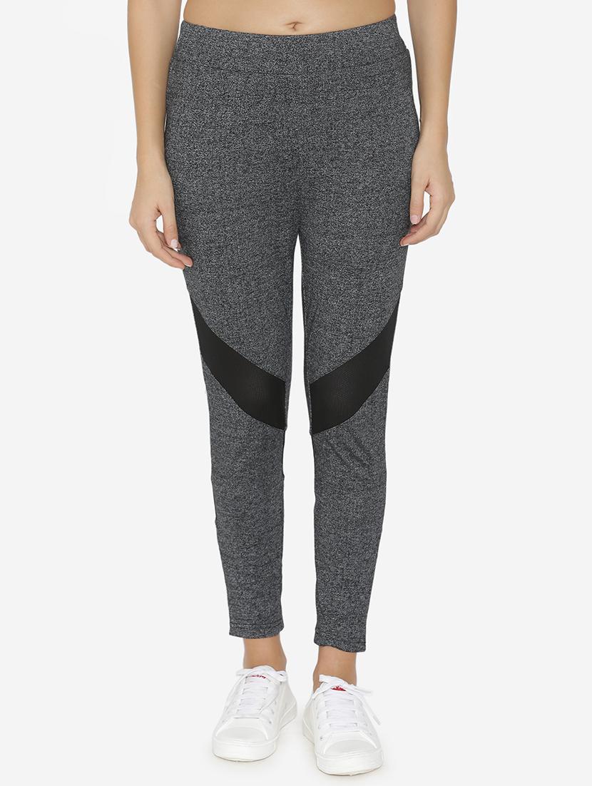 mid rise melange track pants - 15518022 - Zoom Image - 1
