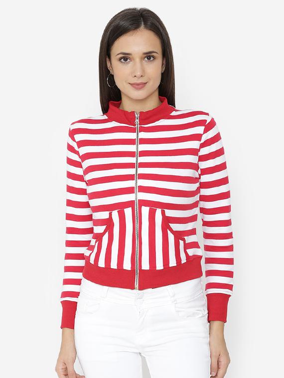 zip-up front striped sweatshirt - 15518027 - Zoom Image - 1