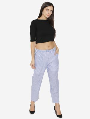 bow detailed striped trousers - 15518031 - Standard Image - 4