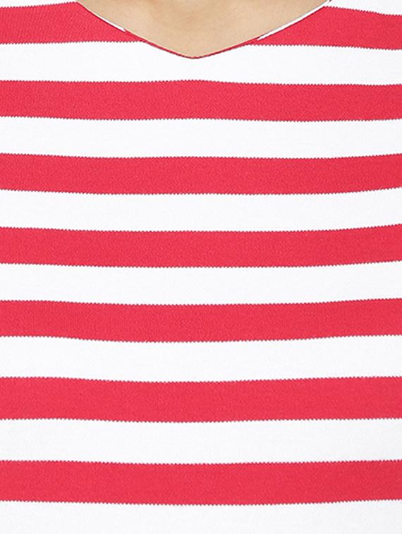 round neck striped peplum dress - 15518032 - Zoom Image - 4