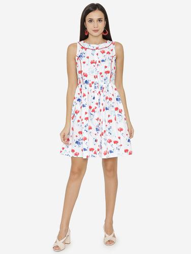 button detailed printed dress - 15518033 - Very Small Image - 1