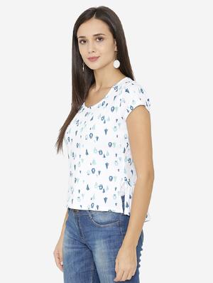 back waist gather printed top - 15518038 - Standard Image - 2