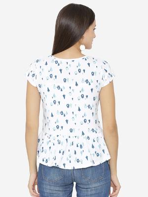 back waist gather printed top - 15518038 - Standard Image - 3