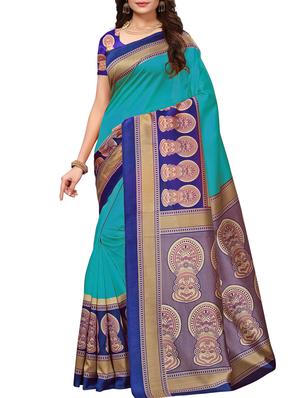 Contrast border mysore silk saree with blouse - 15518135 - Standard Image - 1