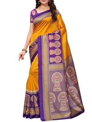 Contrast border mysore silk saree with blouse - 15518138 - Standard Image - 1