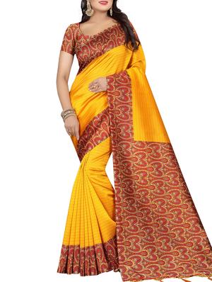 Contrast border mysore silk saree with blouse - 15518139 - Standard Image - 1